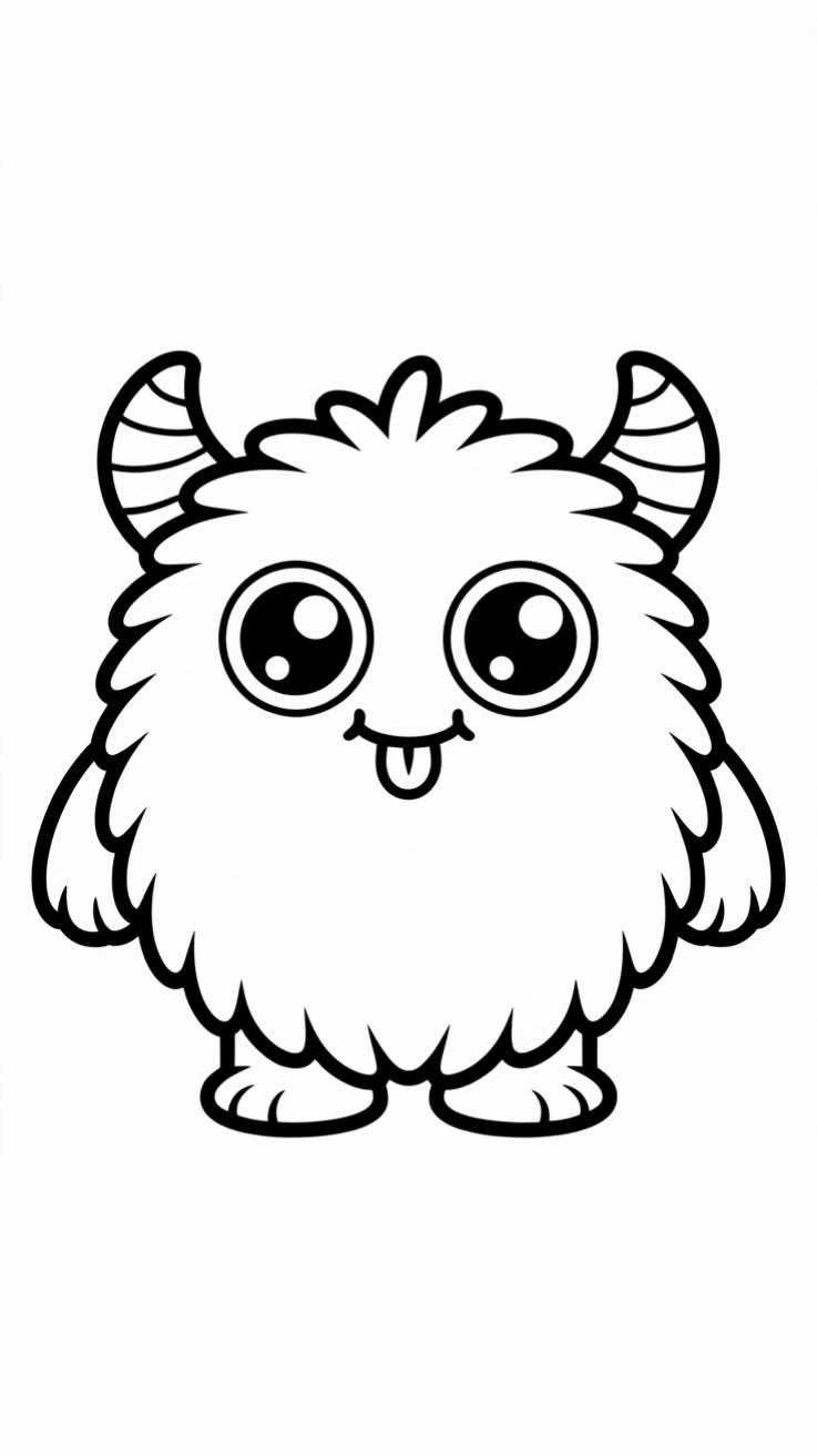 Cute Fuzzy Monster with Big Eyes