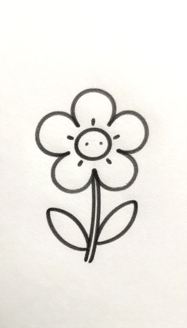 Cute Simple Flower with Smiling Center