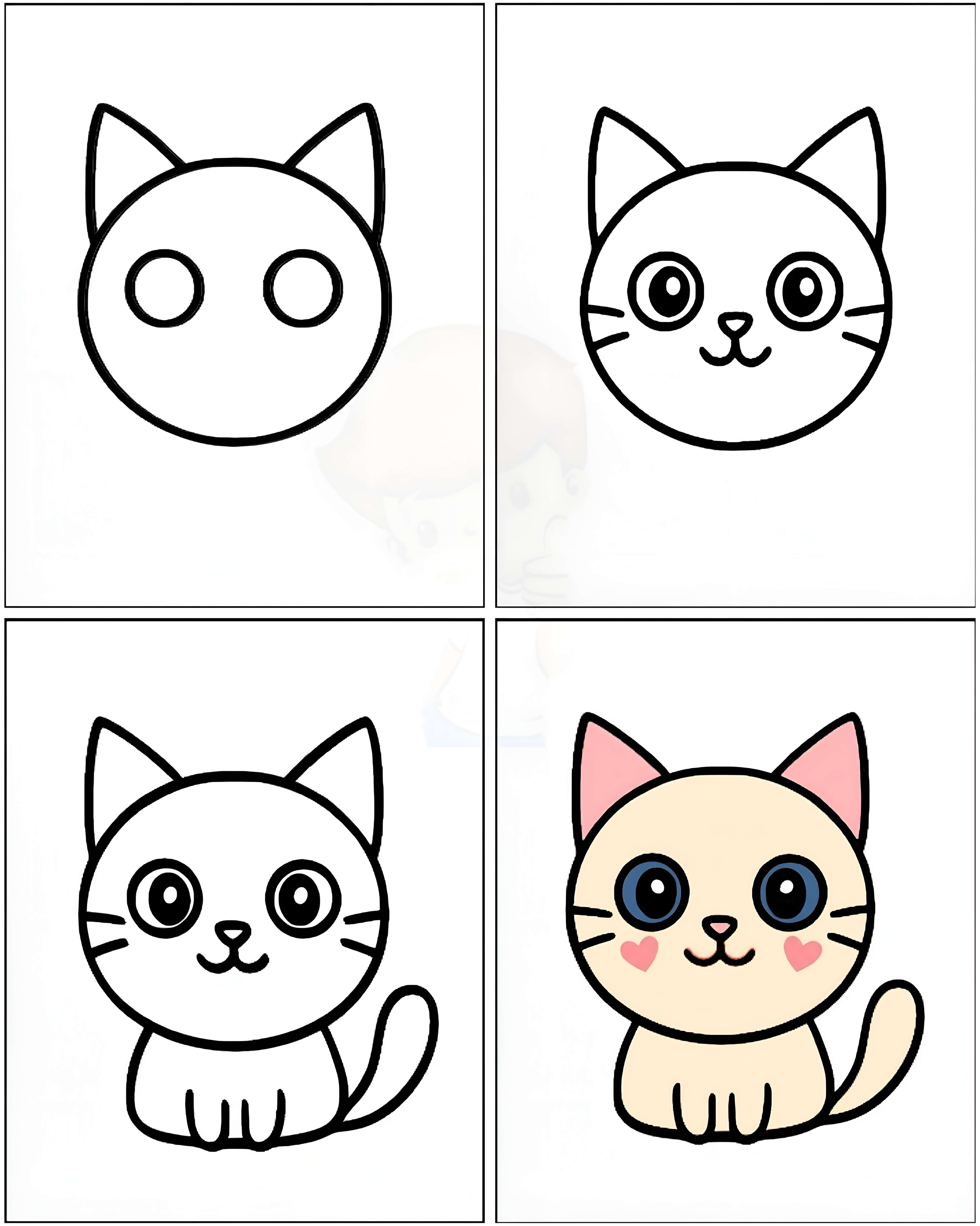 Cute cartoon Cat with Big Eyes