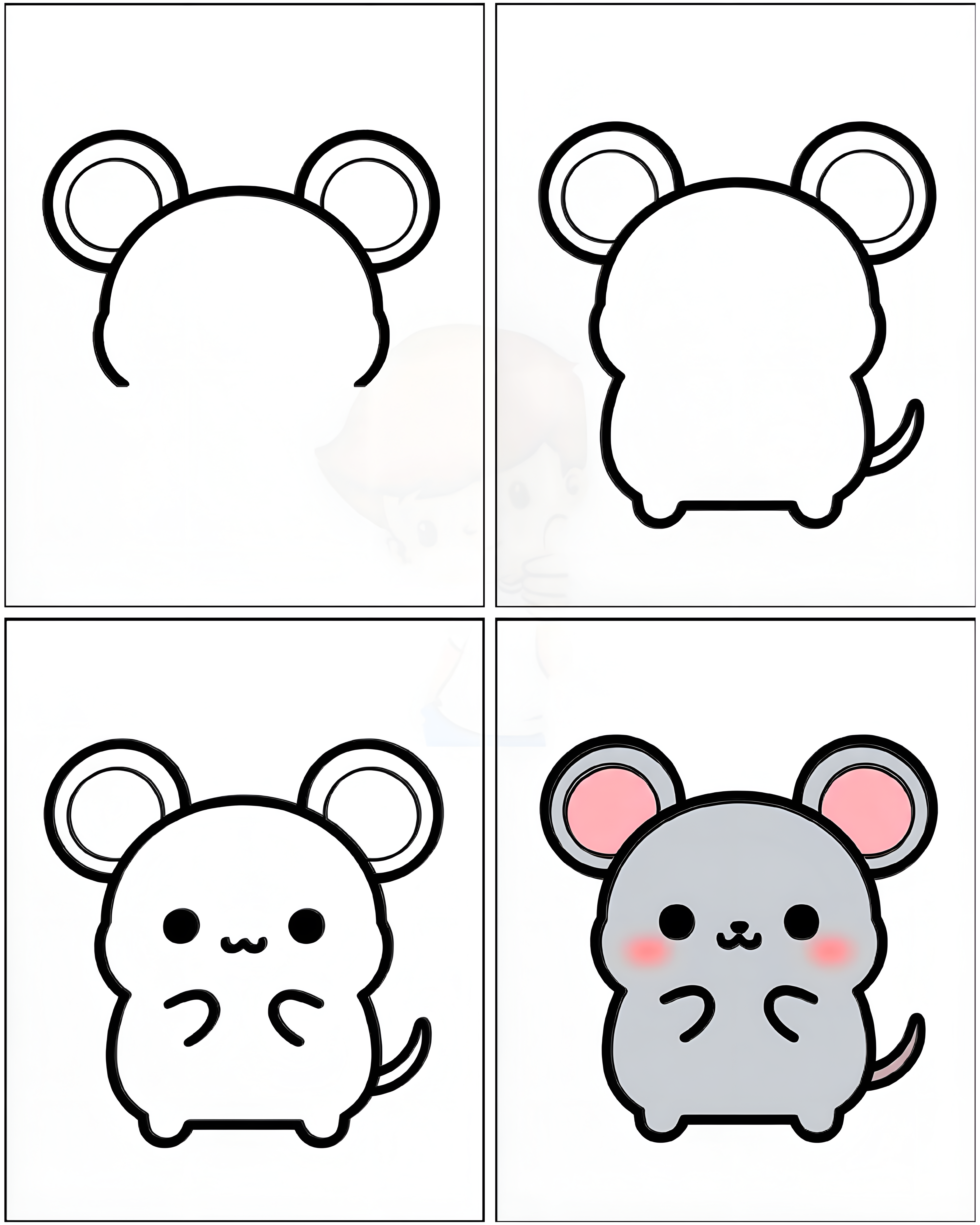 Random Things to Draw: Cute Cartoon Mouse with Big Ears