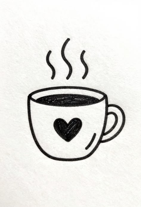 Random Things to Draw: Cute Heart-Embellished Coffee Cup