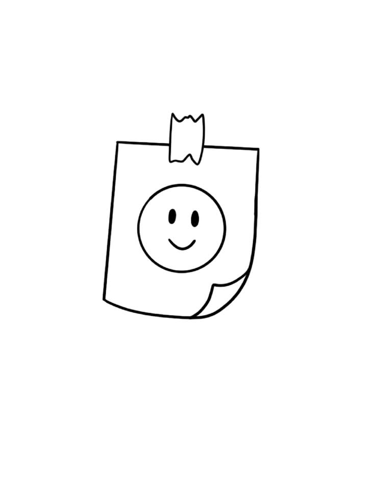 Random Things to Draw: Cute Sticky Note with a Smile