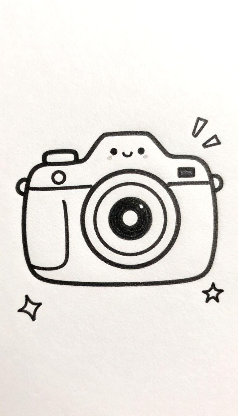 Random Things to Draw: Cute Camera with a Happy Face