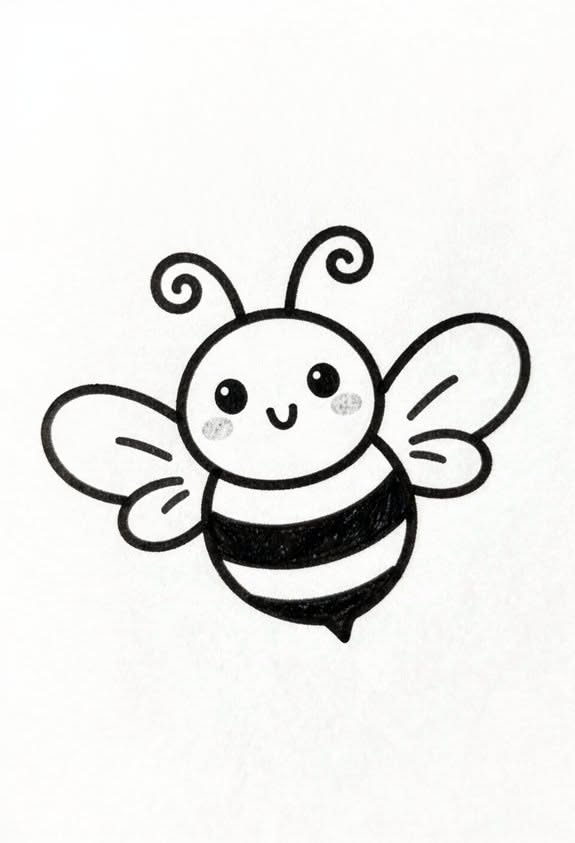 Random Things to Draw: Adorable Cute Bee with Big Eyes