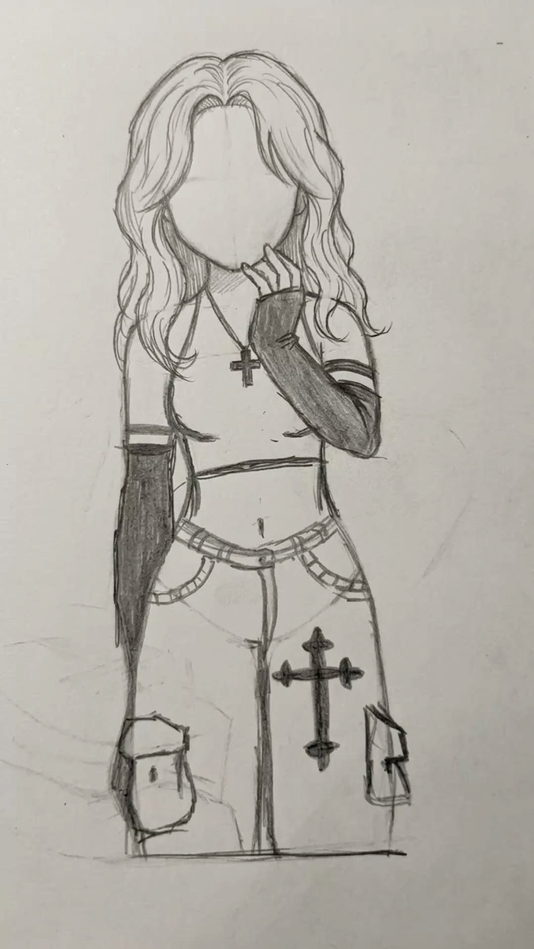 Stylish Girl with Wavy Hair and Cross Accessories