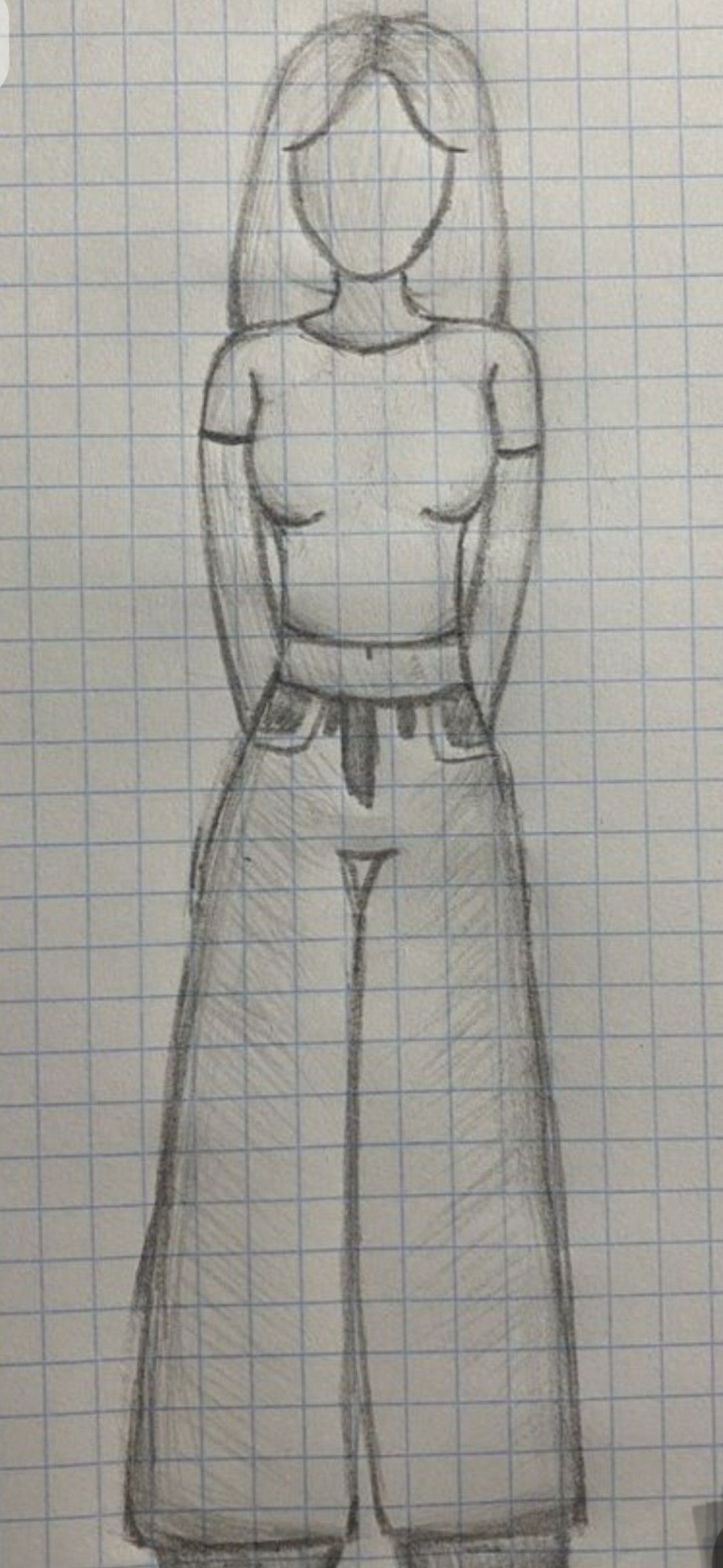 Stylish Girl in Wide-Leg Pants with Hands Behind Back