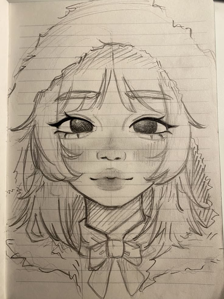 Cute Girl with Short Hair and Hoodie Sketch