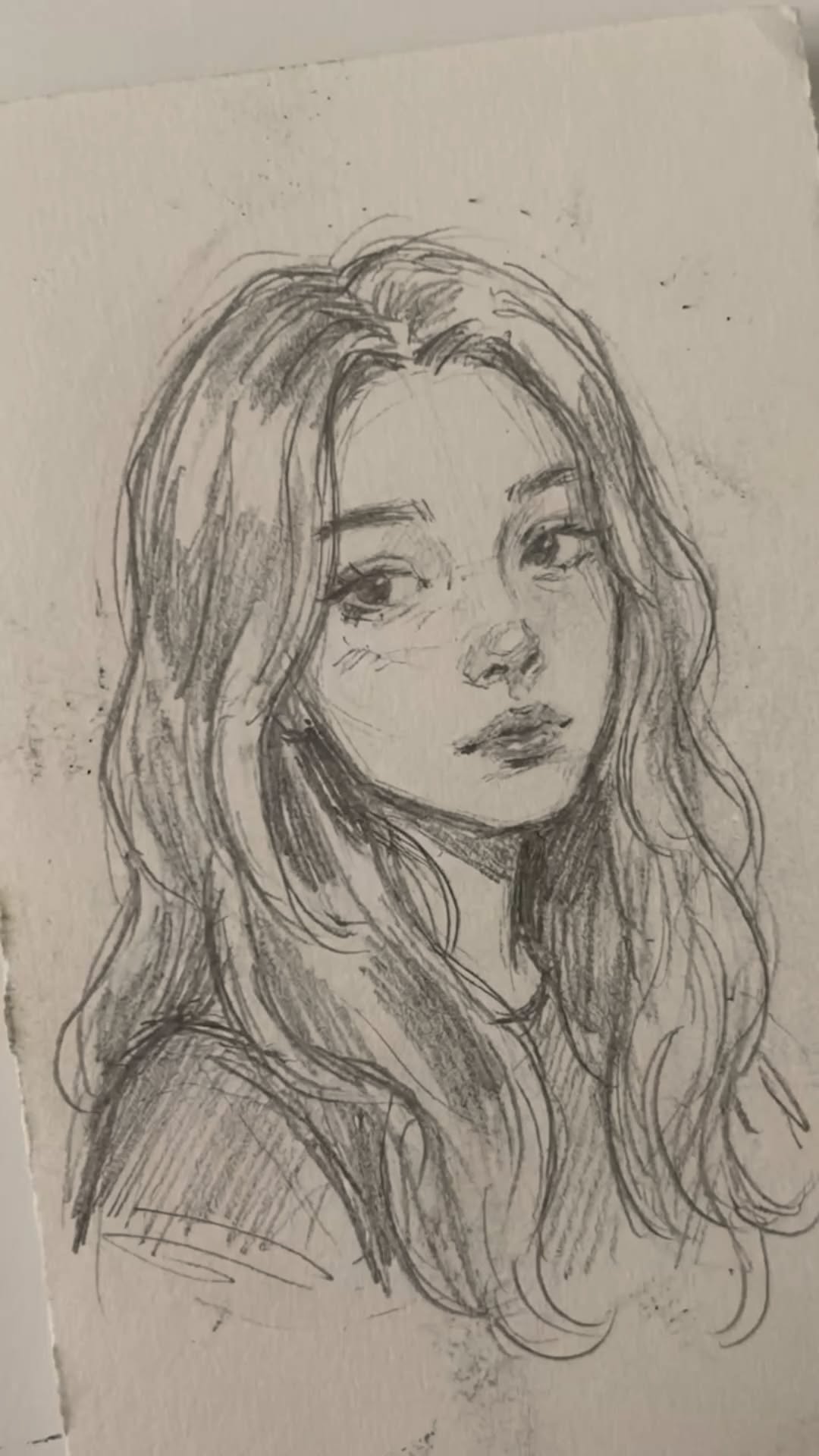 Realistic Girl with Wavy Hair Portrait