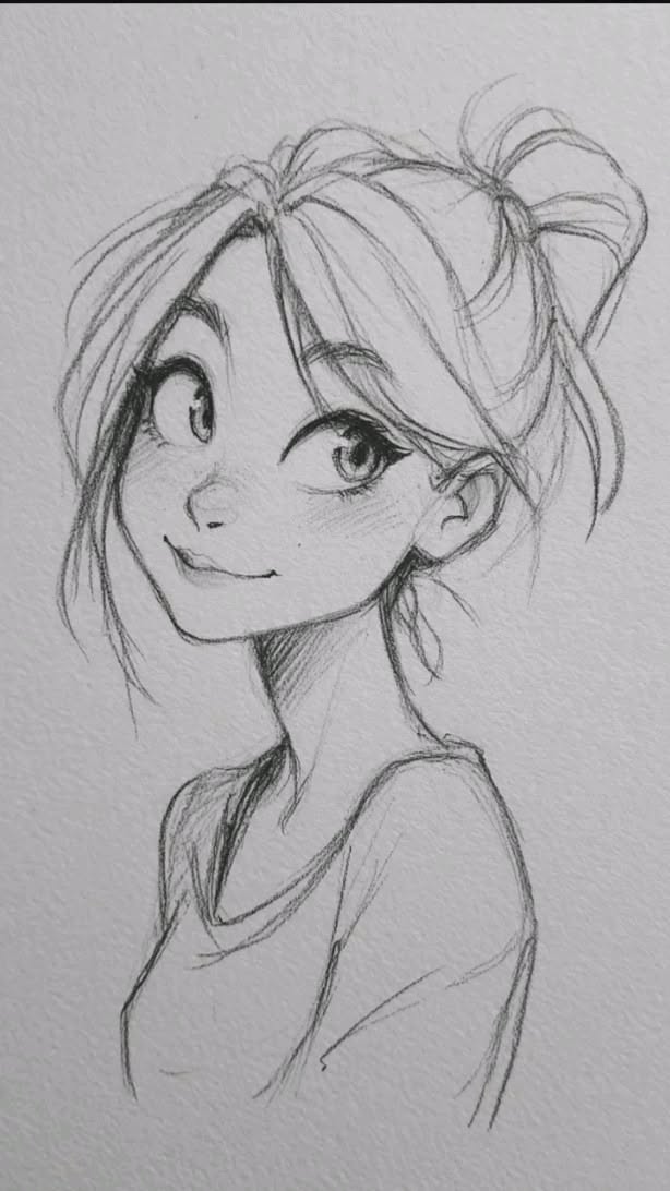 Charming Girl with Playful Ponytail Sketch