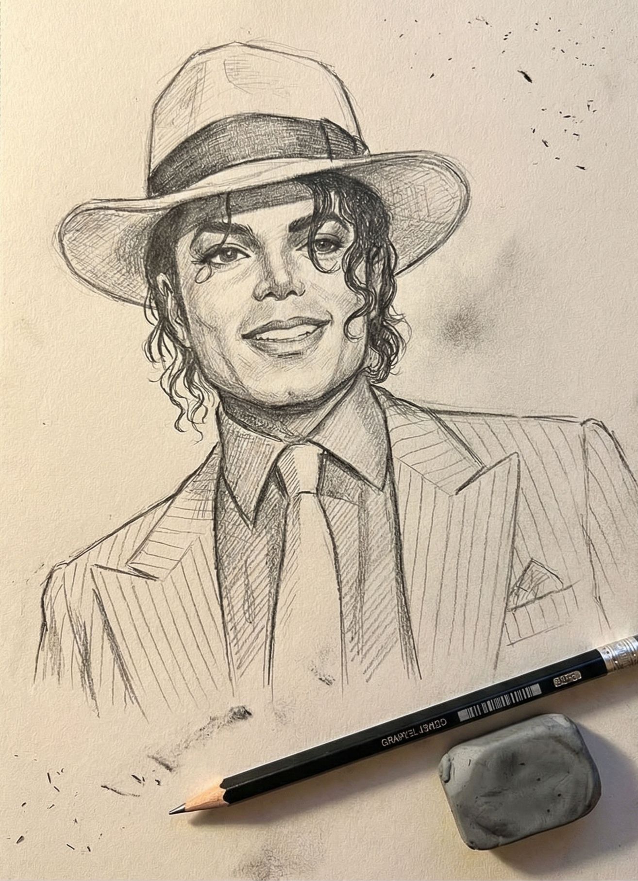 Realistic Sketch of Michael Jackson in a Suit