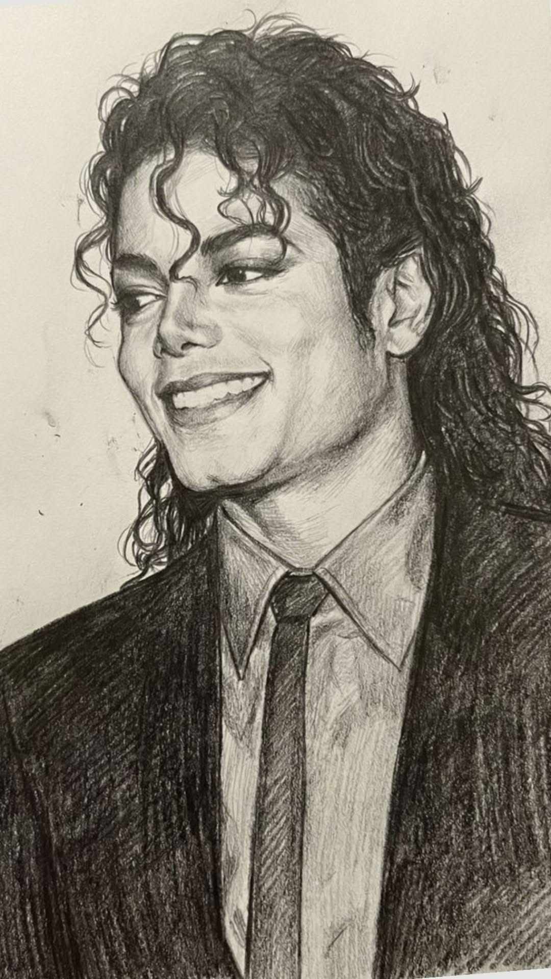 Realistic Portrait of Michael Jackson with Curly Hair