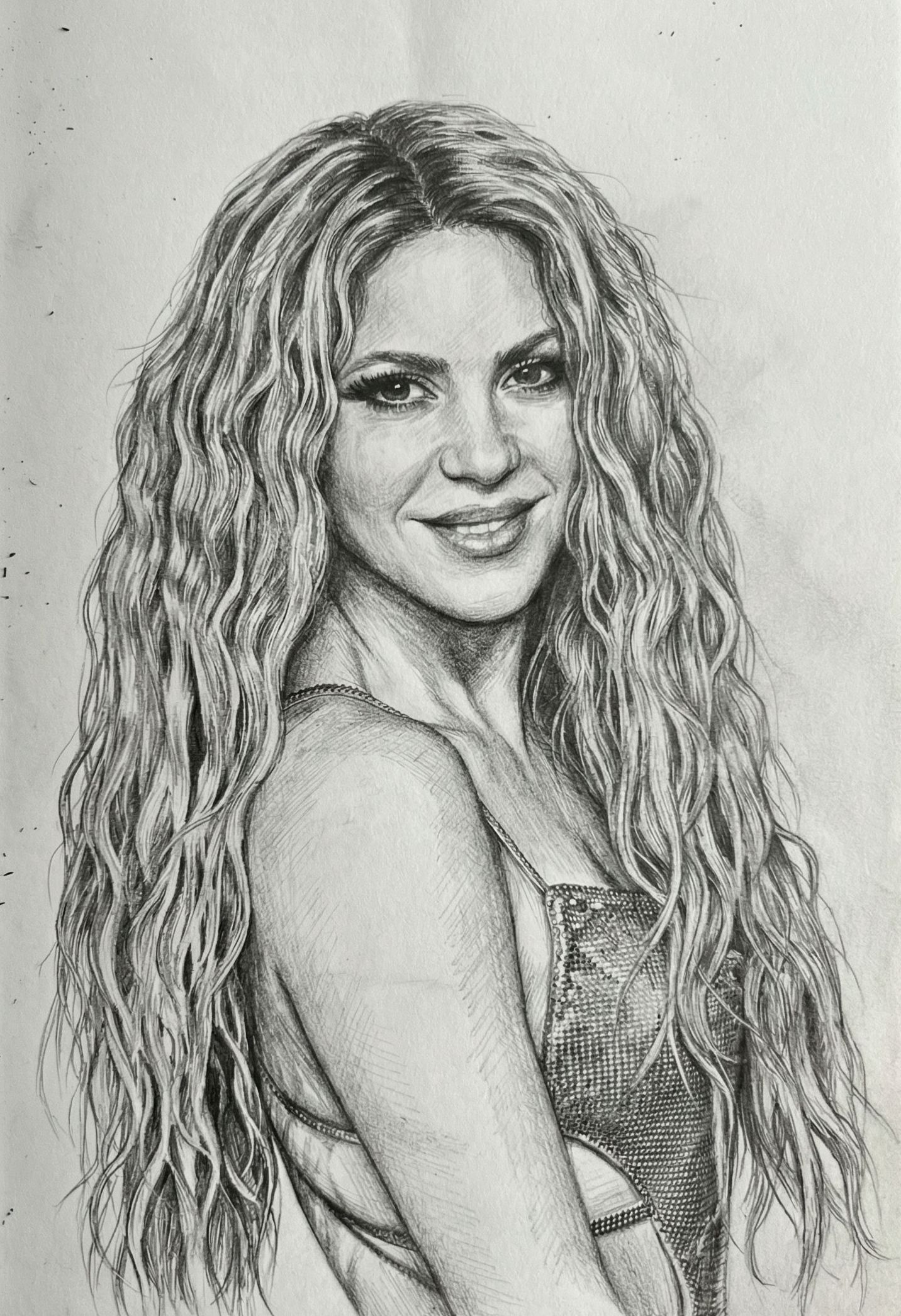 Realistic Shakira Portrait Sketch