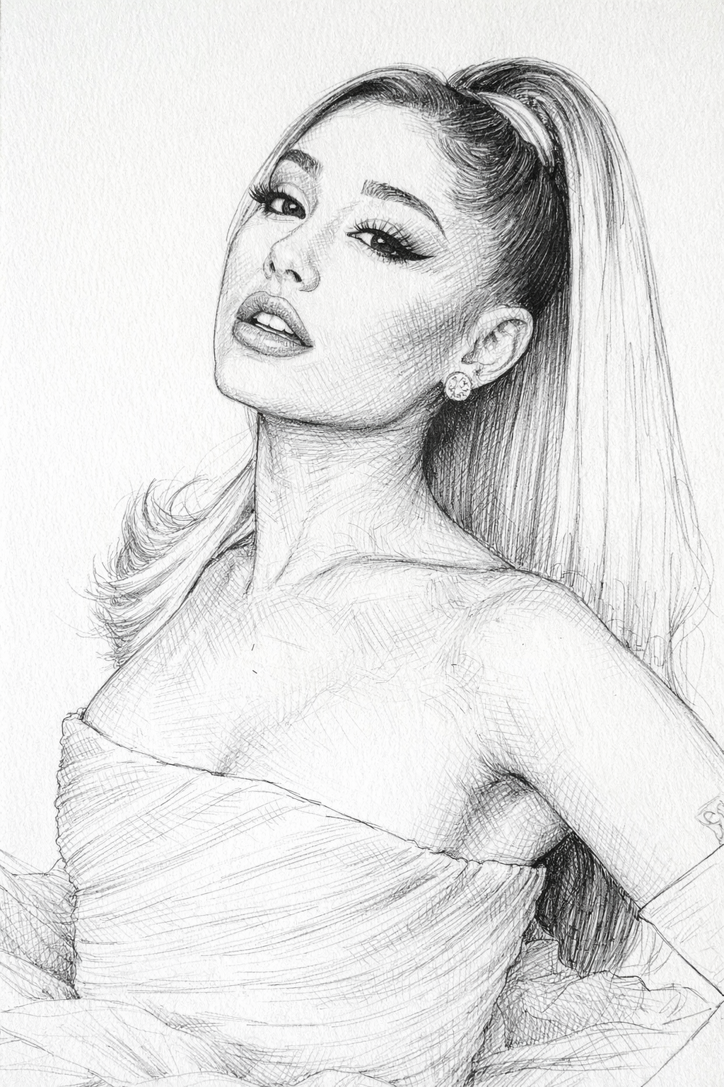 Ariana Grande Pencil Sketch Portrait