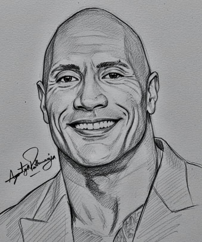 Dwayne Johnson Portrait Sketch