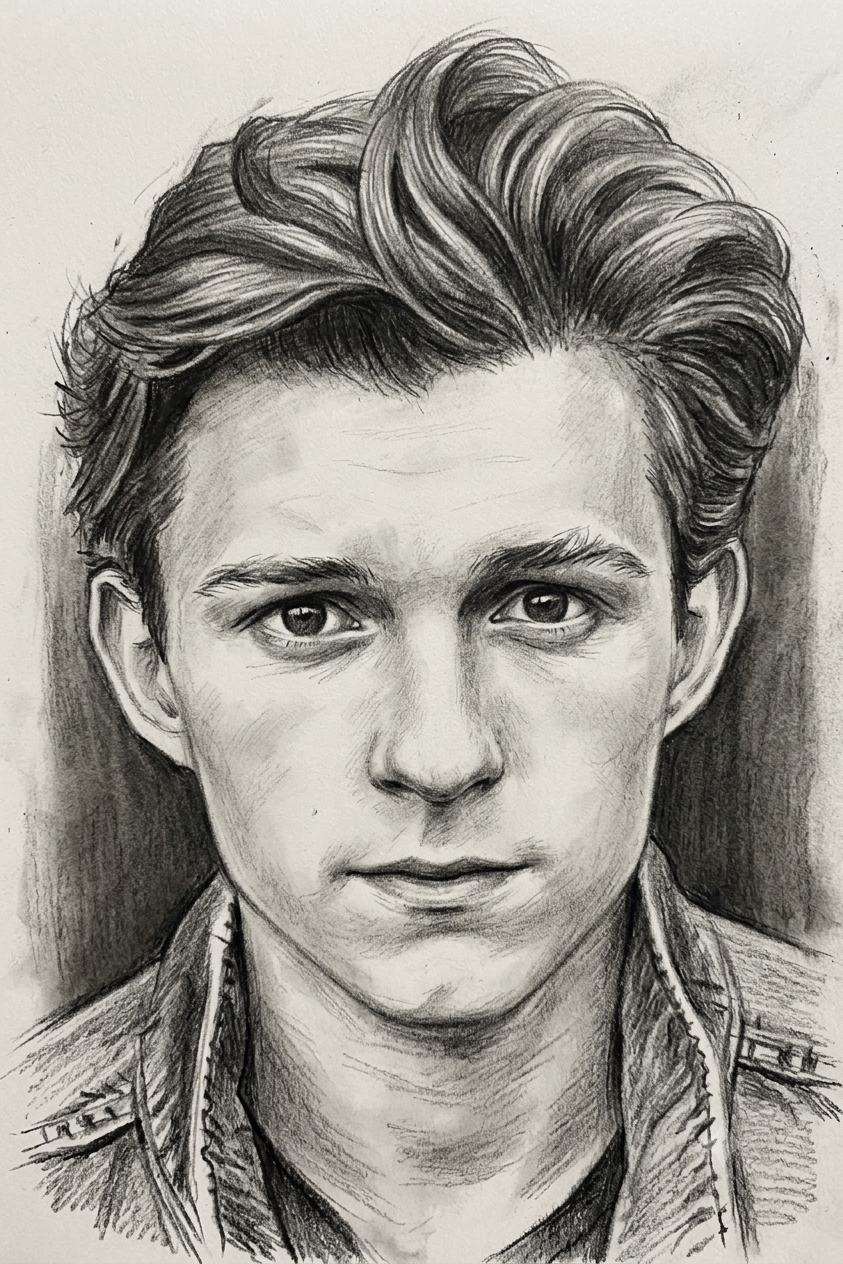 Realistic Portrait of a Young Man with Stylish Hair