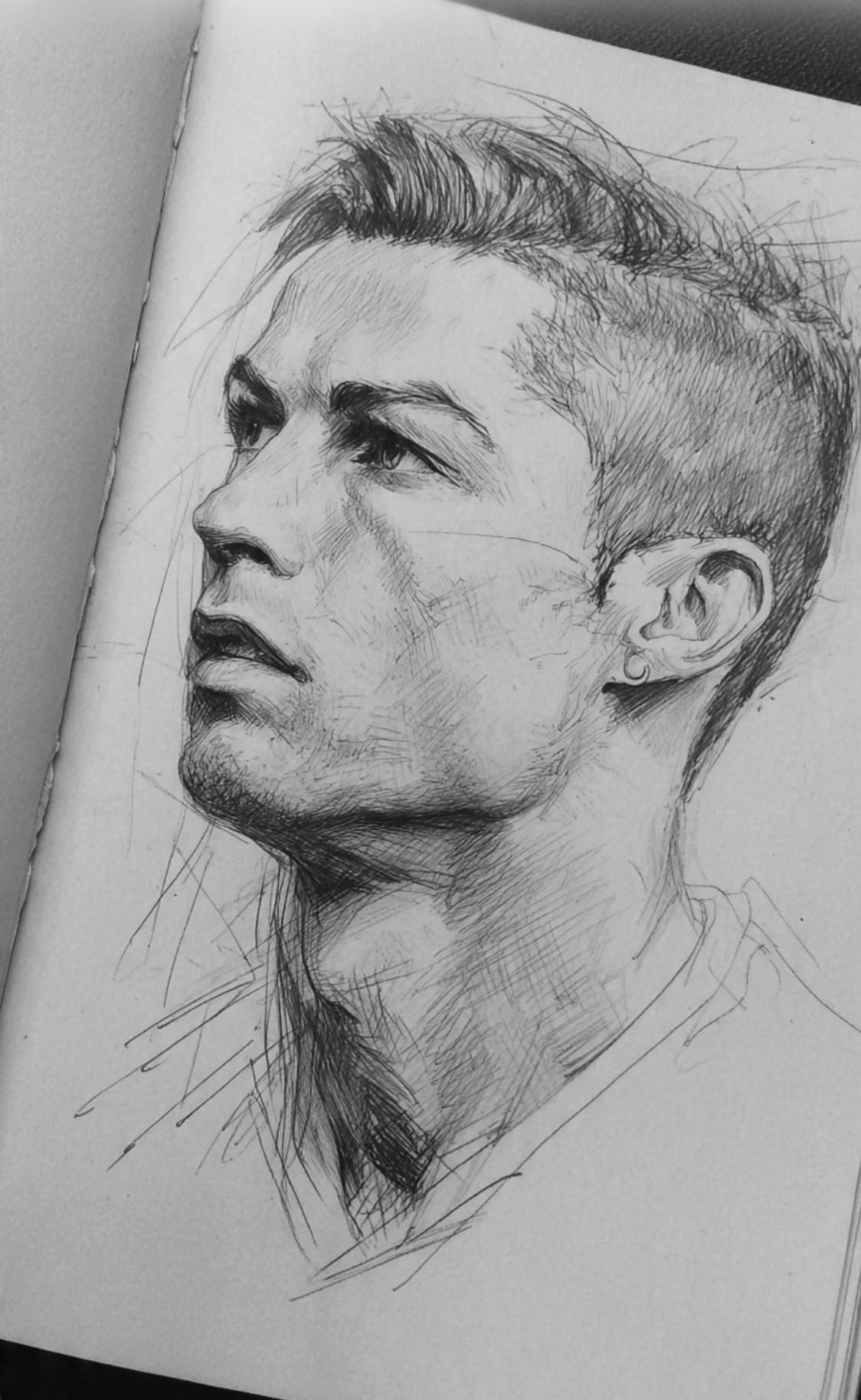 Realistic Cristiano Ronaldo Portrait Sketch