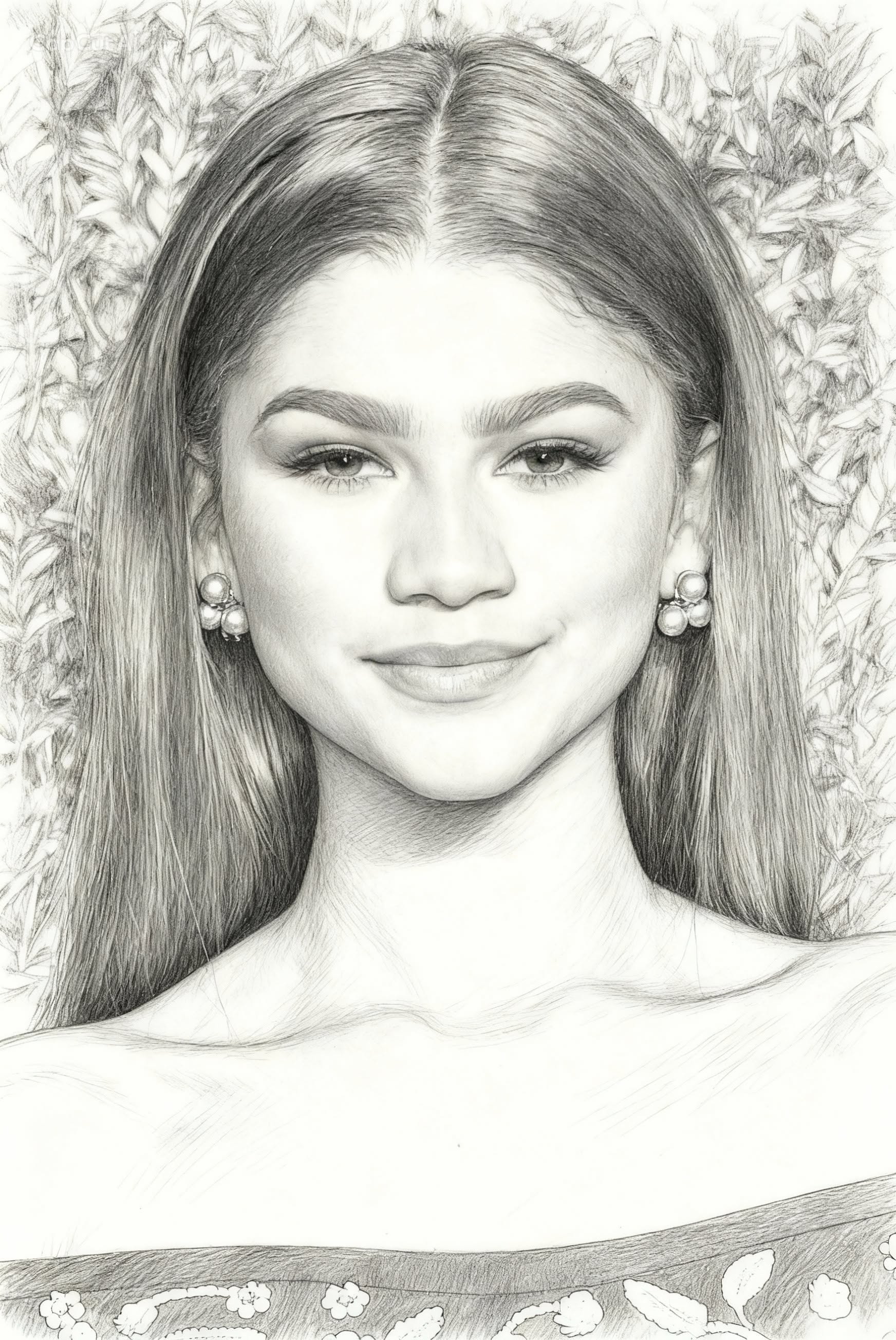 Realistic Portrait of Zendaya with Long Hair