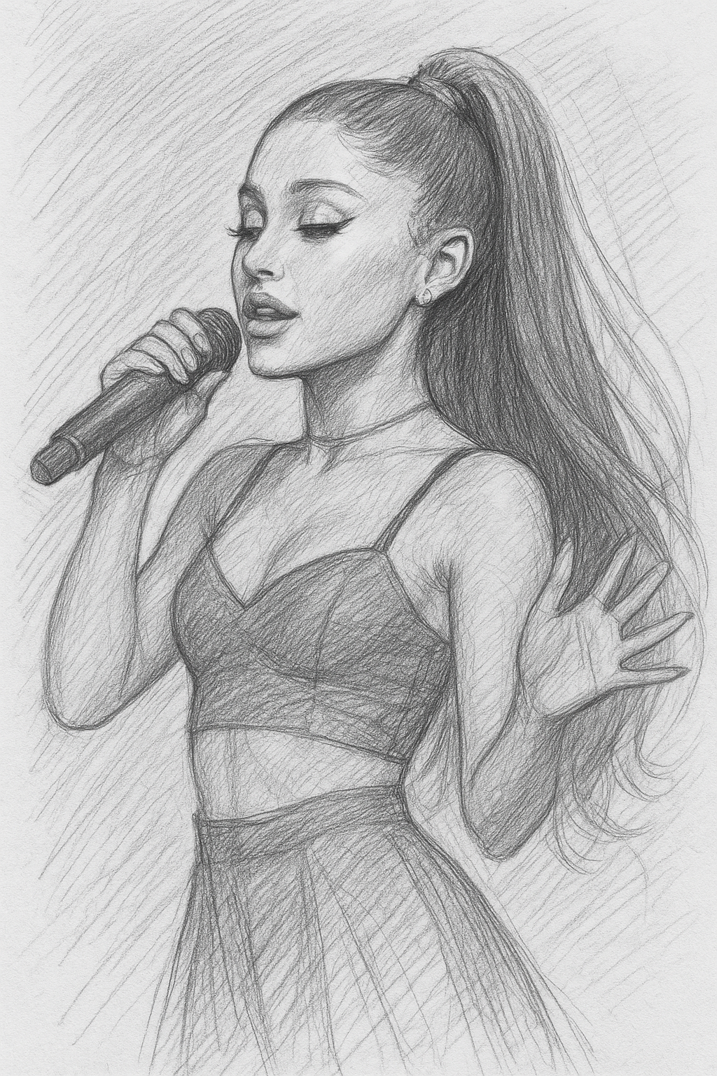 Ariana Grande Singing with Microphone Sketch
