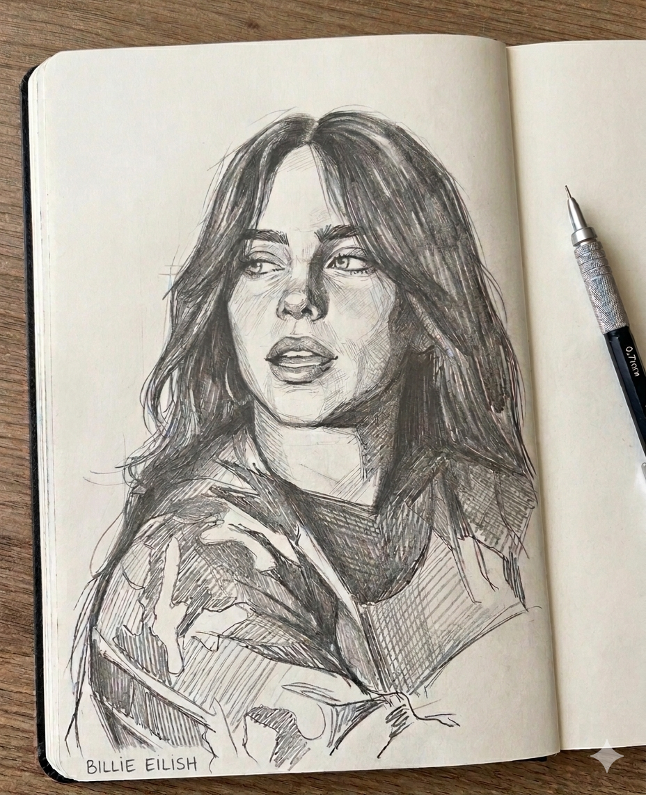 Billie Eilish Portrait Sketch