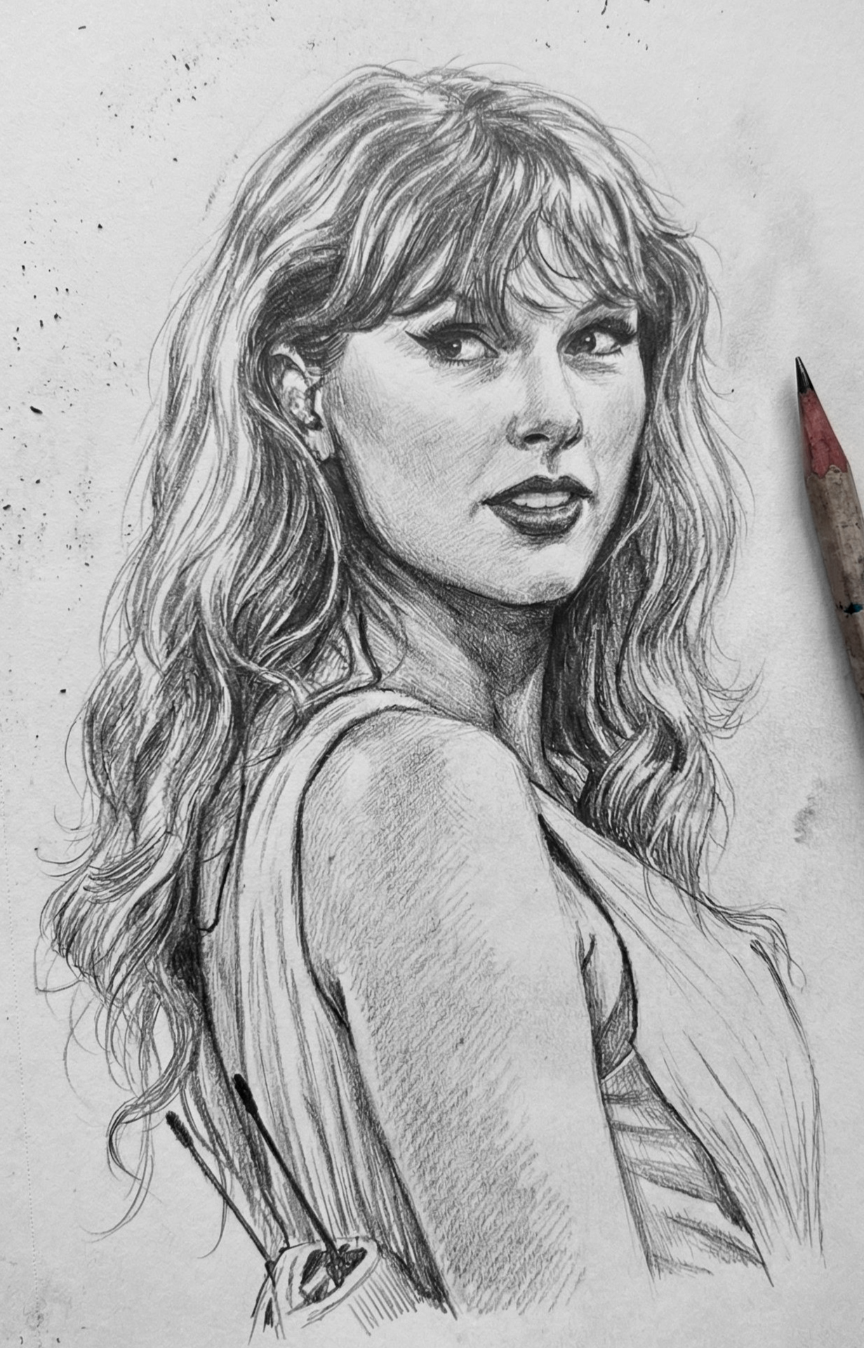 Realistic Portrait of a Woman with Wavy Hair