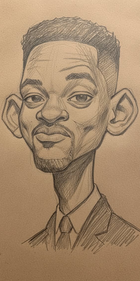 Charismatic Will Smith Caricature Portrait
