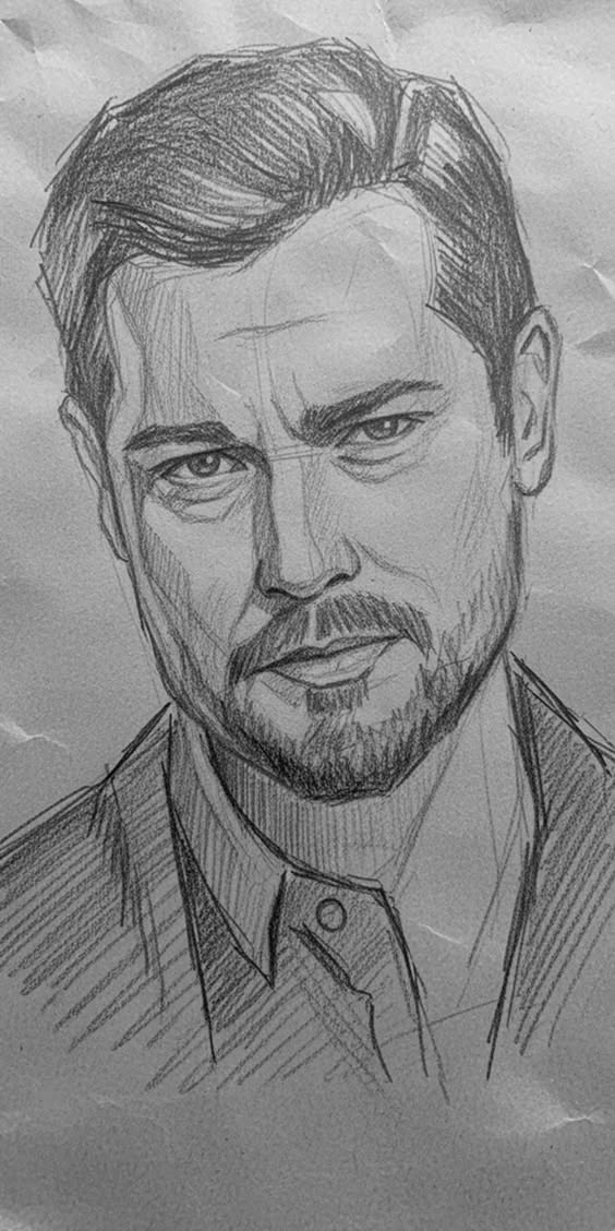 Handsome Man with Defined Features and Short Hair Sketch