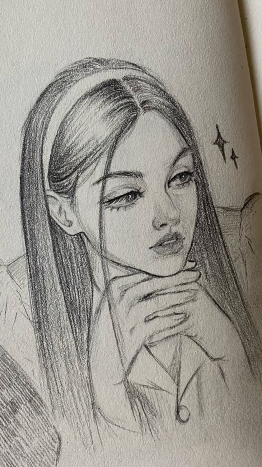 People to Draw: Thoughtful Girl with Long Hair and Elegant Pose