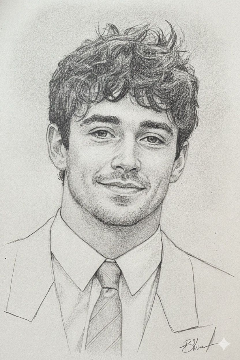 Famous People to Draw: Charming Young Man with Curly Hair in Suit