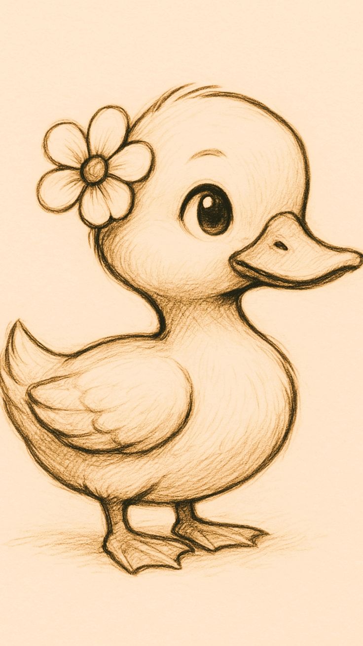 Adorable Baby Duck with Flower