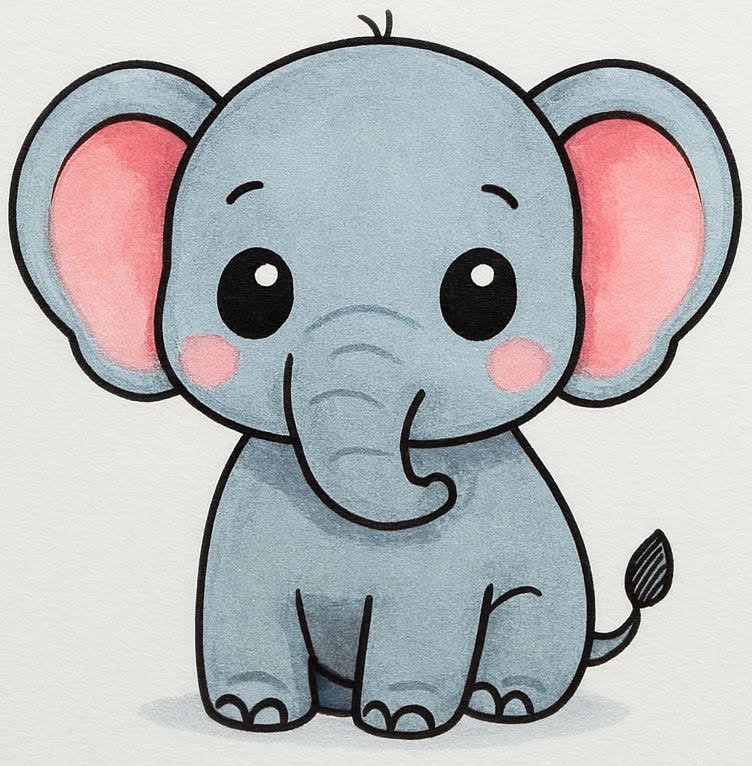 Adorable Baby Elephant with Big Ears