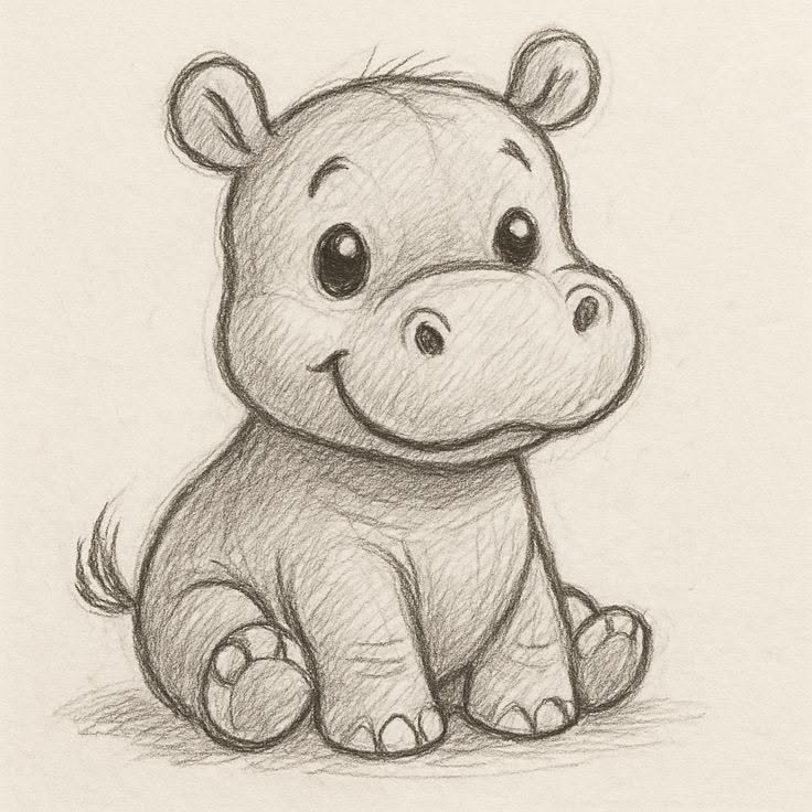 Adorable Baby Hippo Smiling