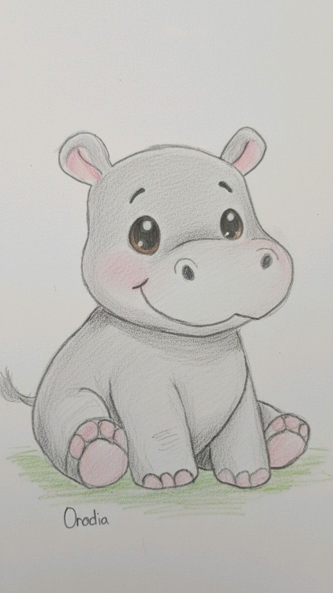 Adorable Baby Hippo with Big Eyes
