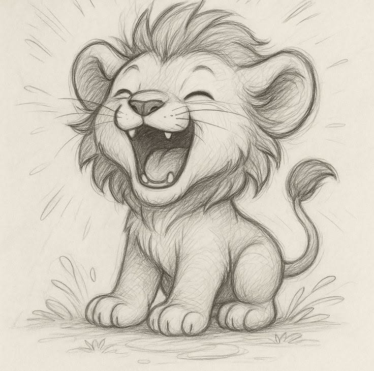 Adorable Baby Lion with Joyful Smile