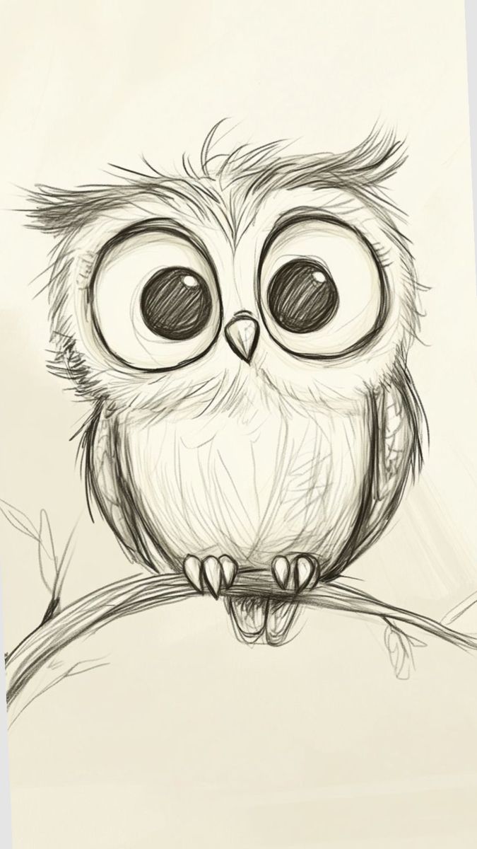 Adorable Baby Owl on a Branch