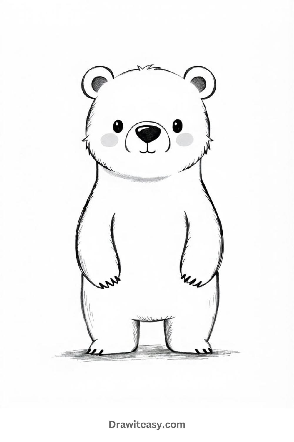 Cute Animals to Draw: Adorable Baby Polar Bear Standing