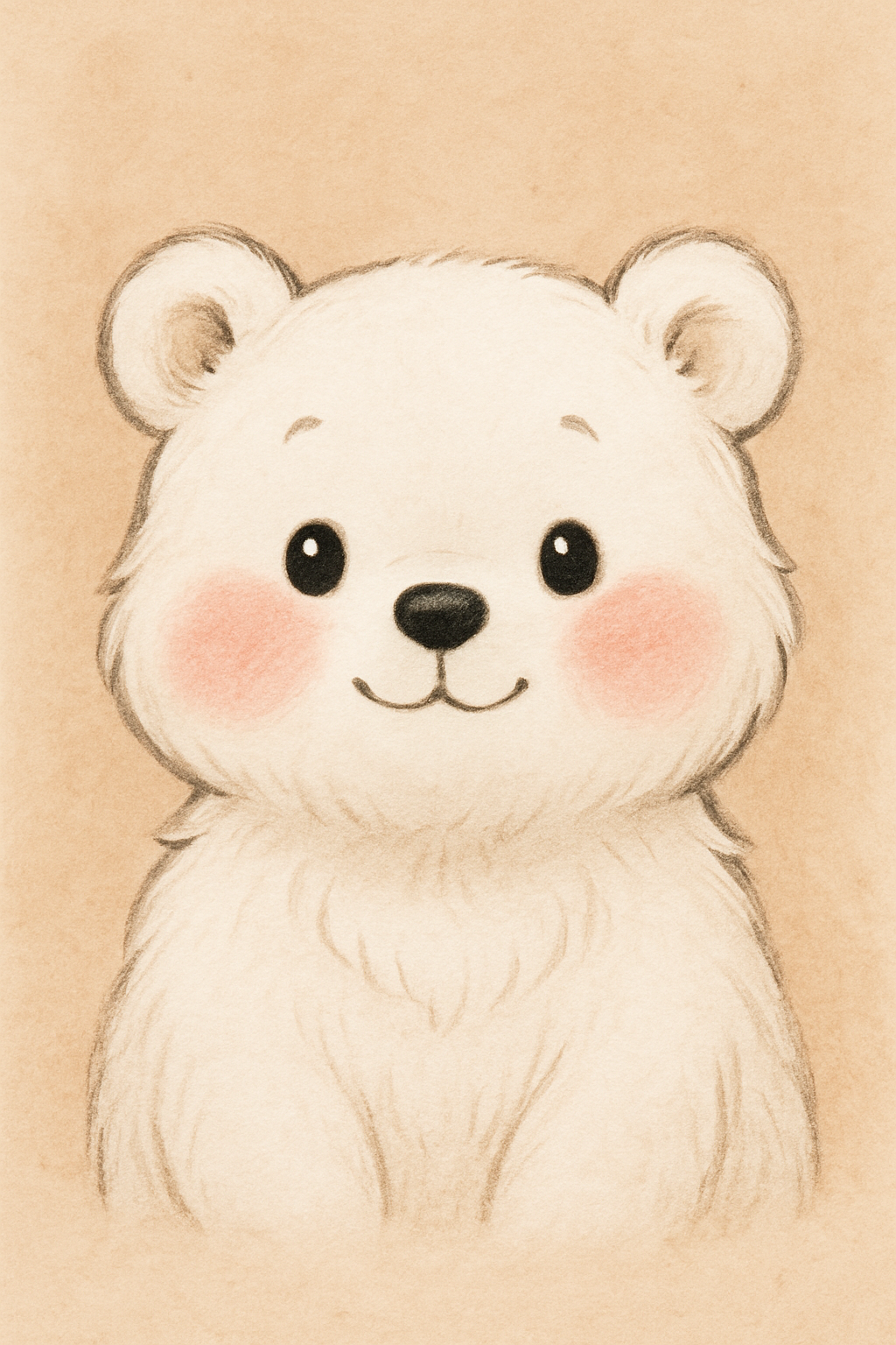 Cute Animals to Draw: Adorable Baby Polar Bear with Cheeks