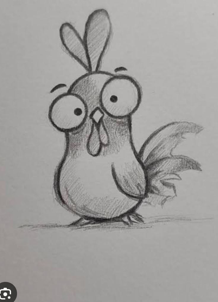 Adorable Cartoon Chicken with Big Eyes
