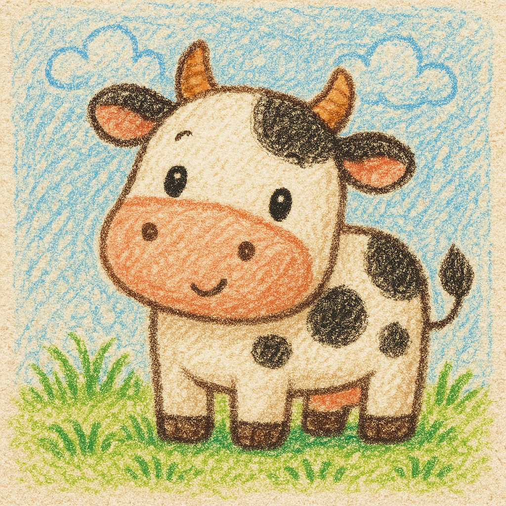 Adorable Cartoon Cow with a Smile
