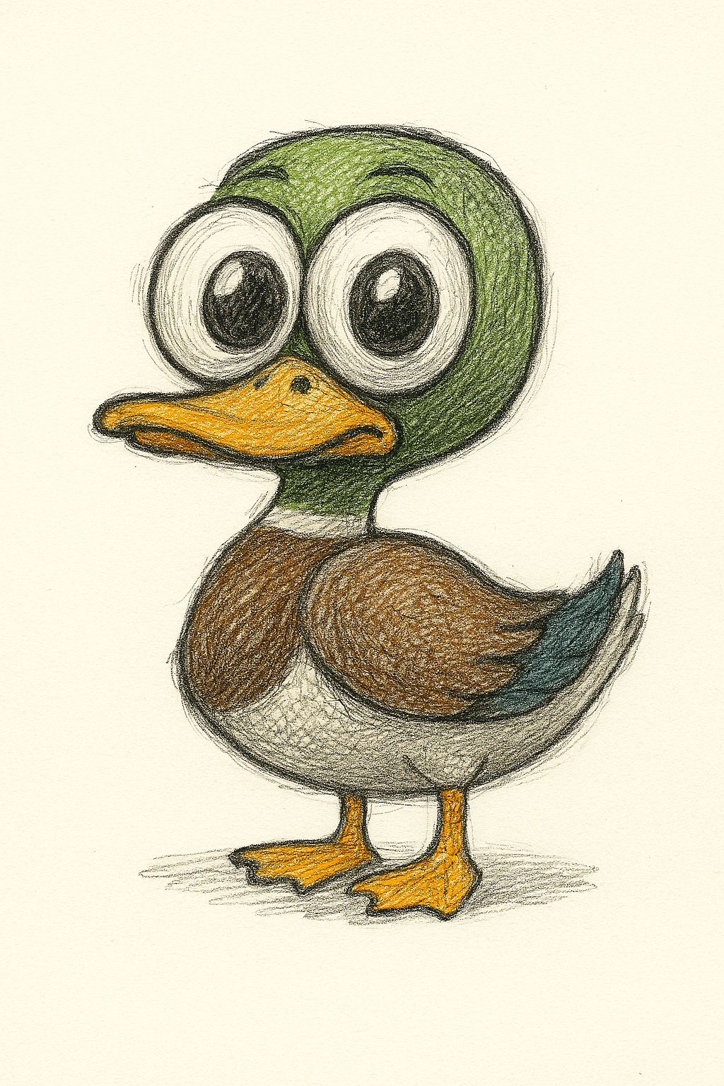 Adorable Cartoon Duck with Big Eyes