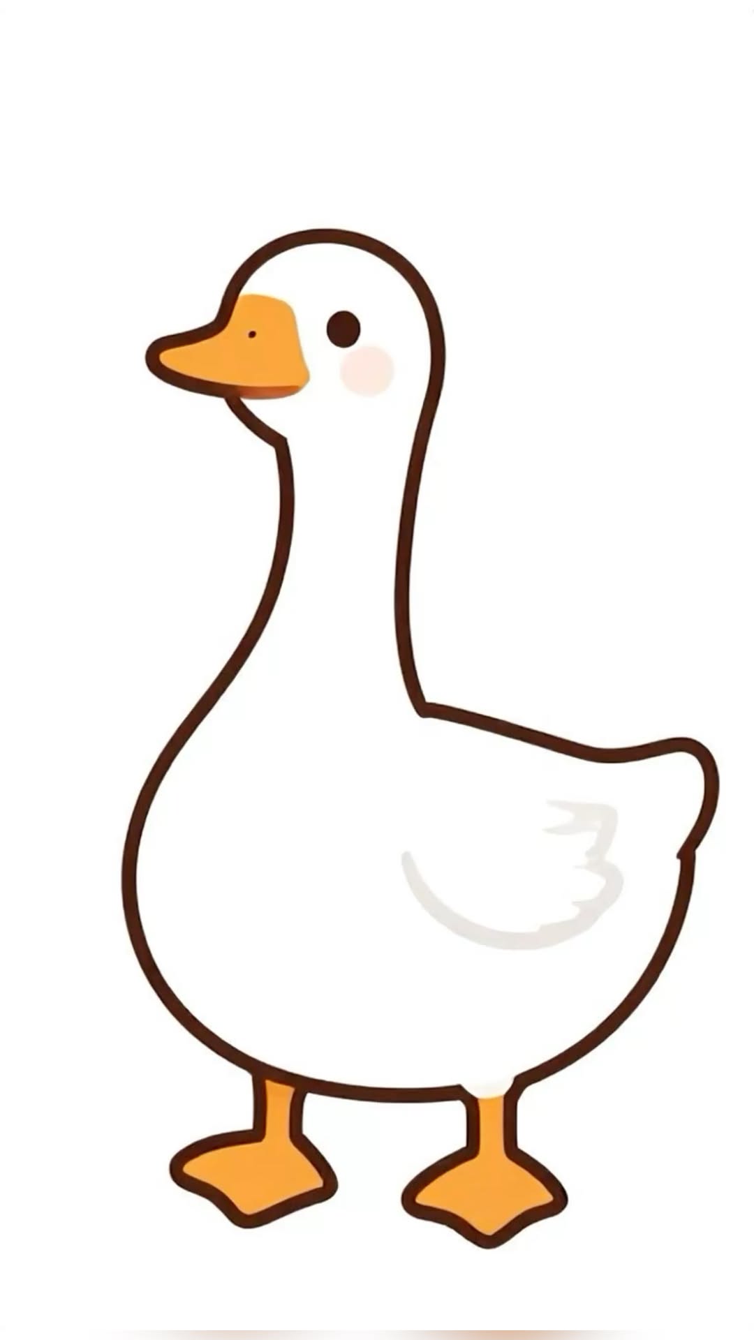 Adorable Cartoon Duck with Orange Beak