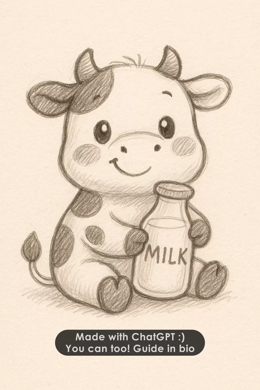 Adorable Cow Holding Milk