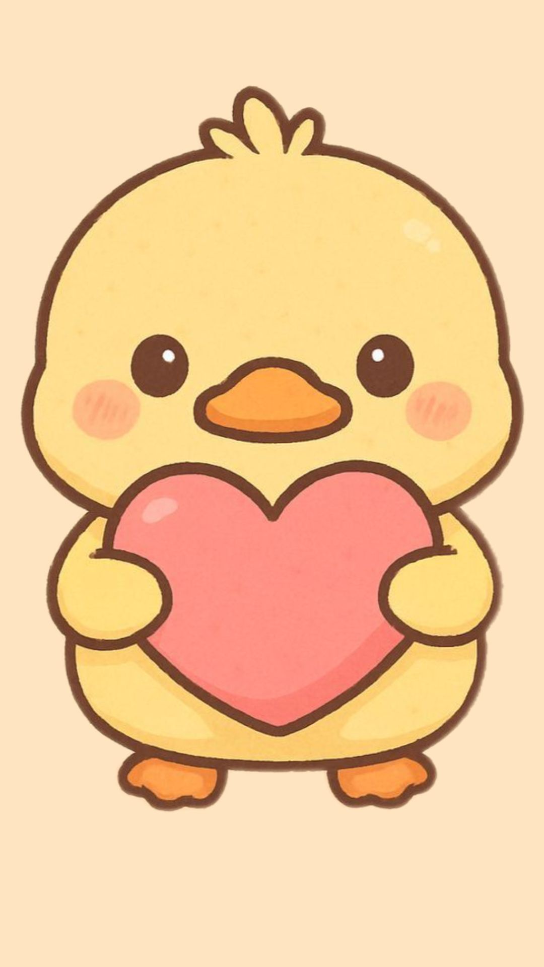 Adorable Duckling Holding a Heart