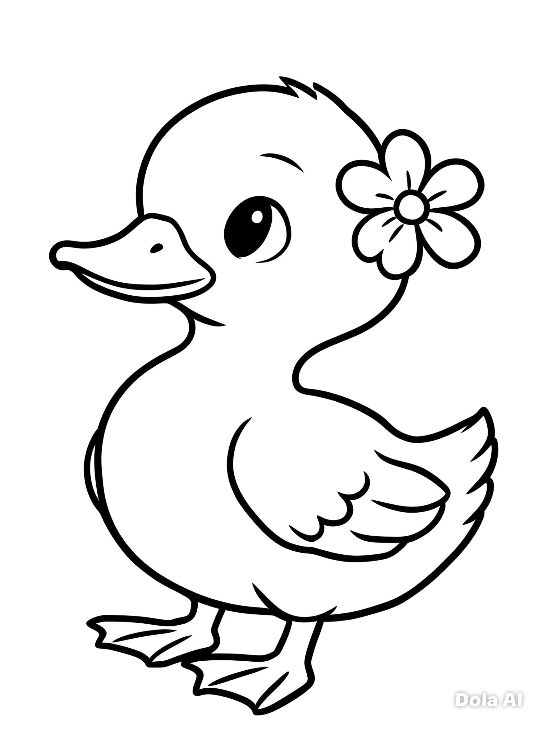 Adorable Duckling with Flower