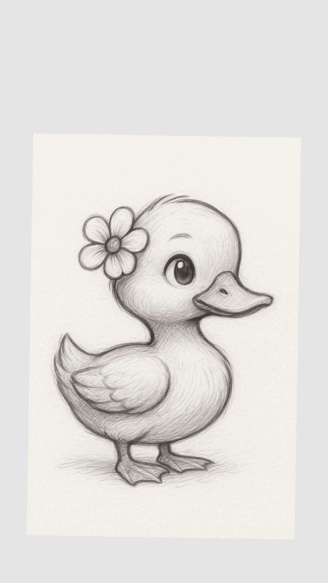 Adorable Duckling with Flower