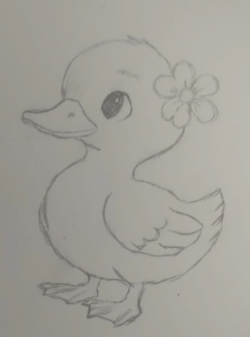 Adorable Duckling with Flower