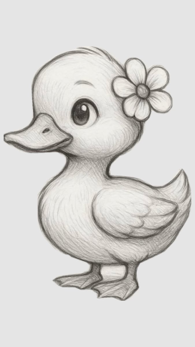 Adorable Duckling with Flower