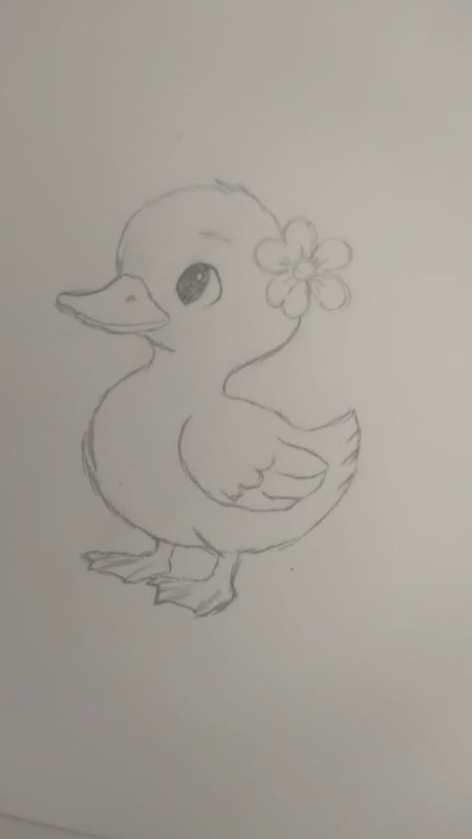 Adorable Duckling with Flower