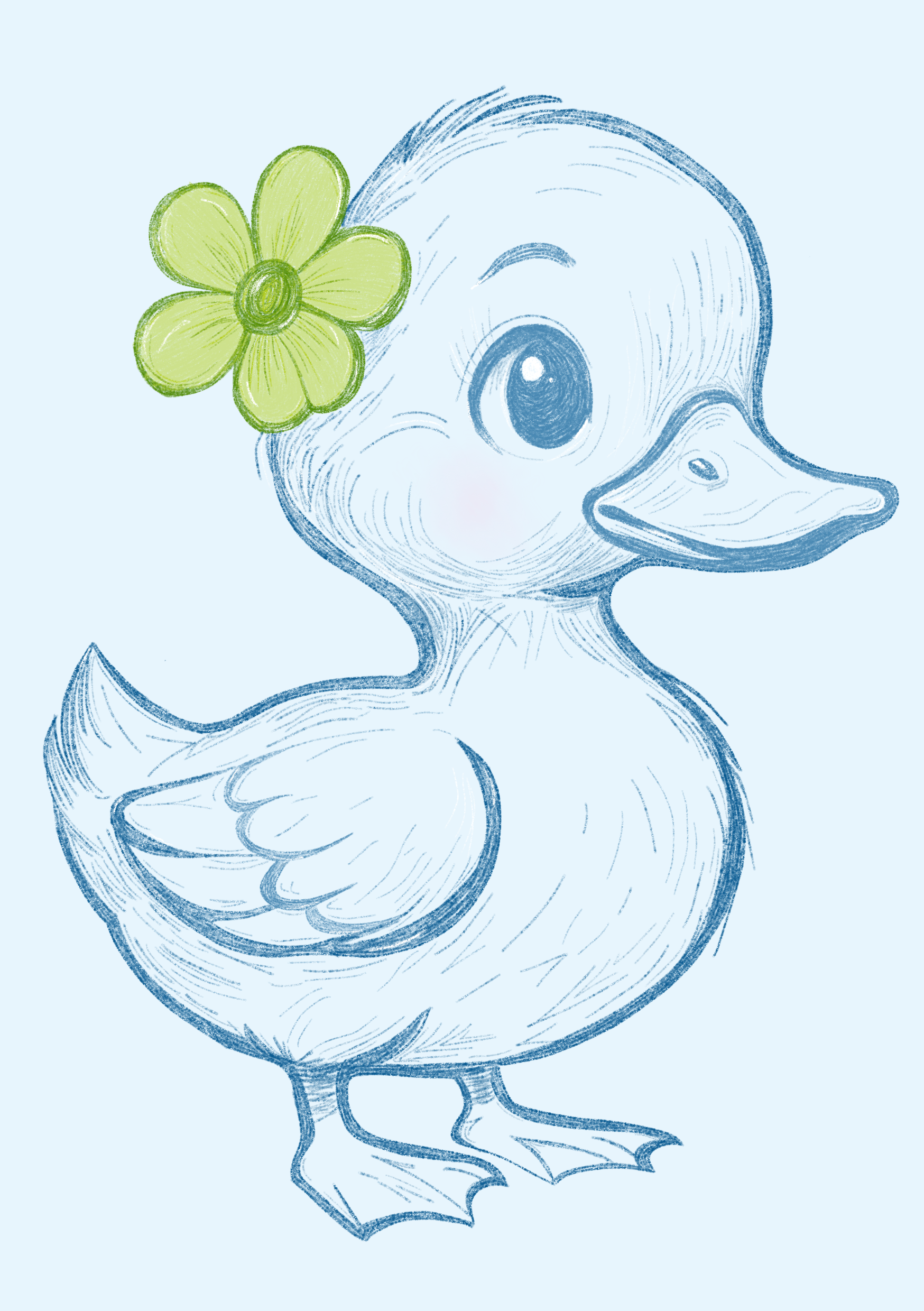 Adorable Duckling with Flower