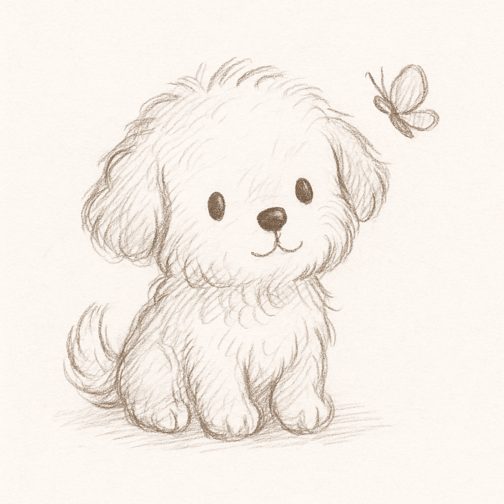 Adorable Fluffy Puppy with Butterfly
