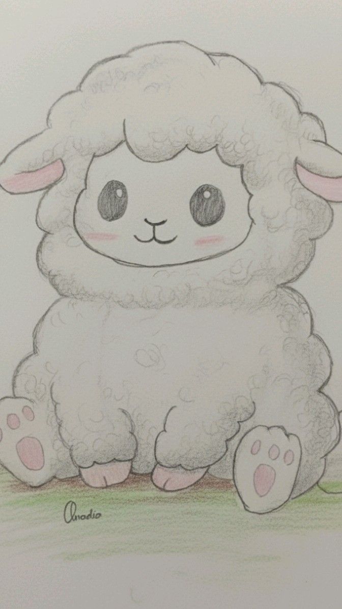 Cute Animals to Draw: Adorable Fluffy Sheep with Big Eyes
